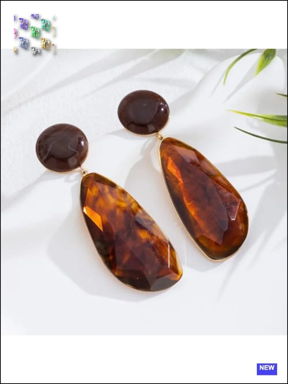 Vintage Water Drop Resin Drop Dangle Earrings Chunky Geometric Boho Studs